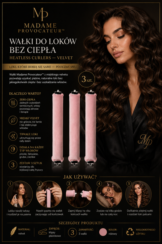 Wałki do Loków bez Ciepła Heatless Curlers — Velvet 3 szt. Madame Provocateur™